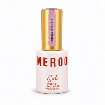 MEROO Sakura Sparkle G02 Glitter Gel Polish bottle, 15 ml