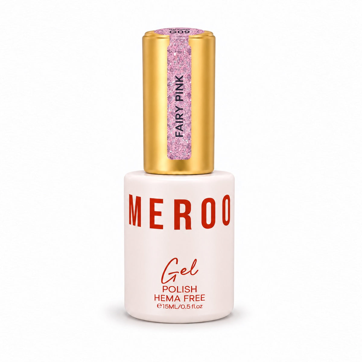 MEROO Fairy Pink G09 Glitter Gel Polish bottle, 15 ml