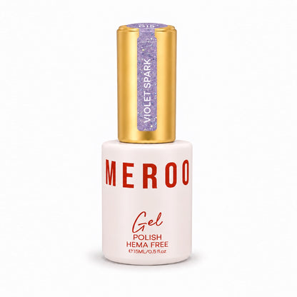 MEROO Violet Spark G15 Glitter Gel Polish bottle, 15 ml