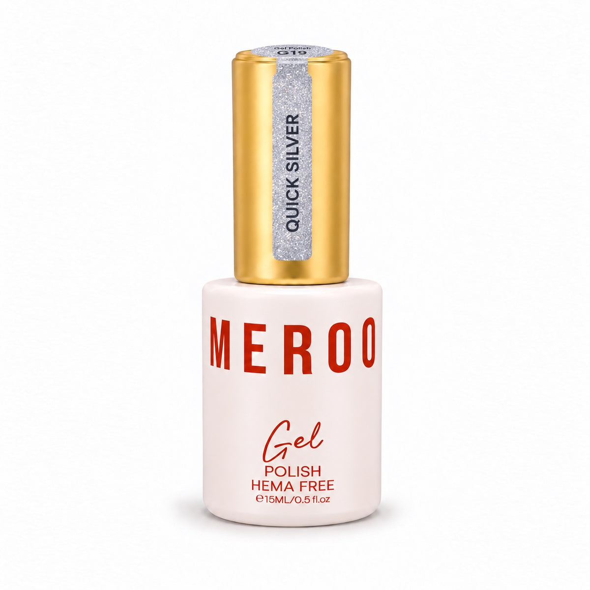 MEROO Quick Silver G19 Glitter Gel Polish bottle, 15 ml