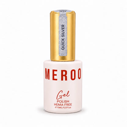 MEROO Quick Silver G19 Glitter Gel Polish bottle, 15 ml