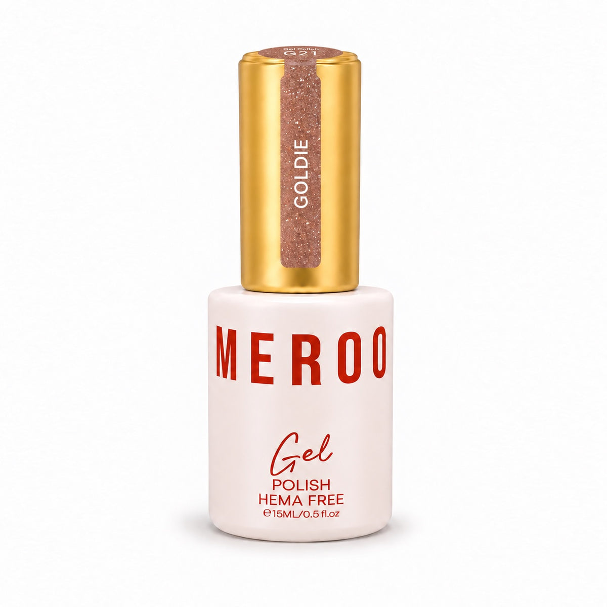 MEROO Goldie G21 Glitter Gel Polish bottle, 15 ml