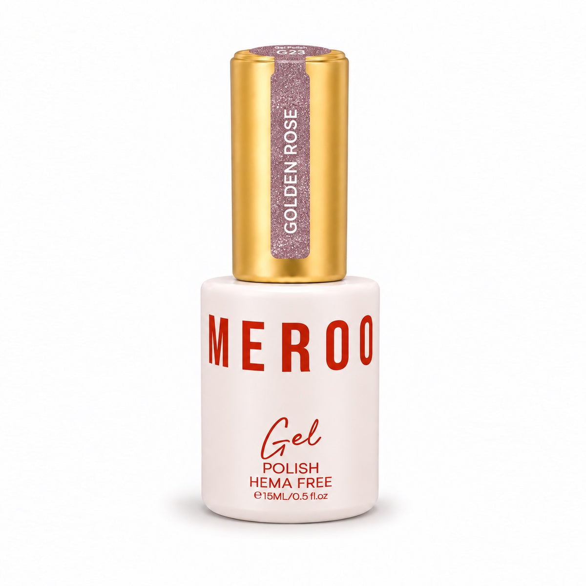 MEROO Golden Rose G23 Glitter Gel Polish bottle, 15 ml