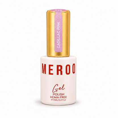 MEROO Cadillac Pink G28 Glitter Gel Polish bottle, 15 ml