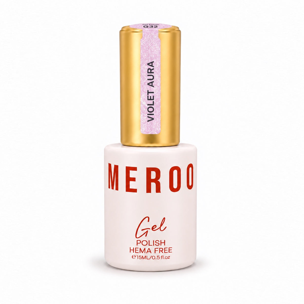 MEROO Violet Aura G32 Glitter Gel Polish bottle, 15 ml