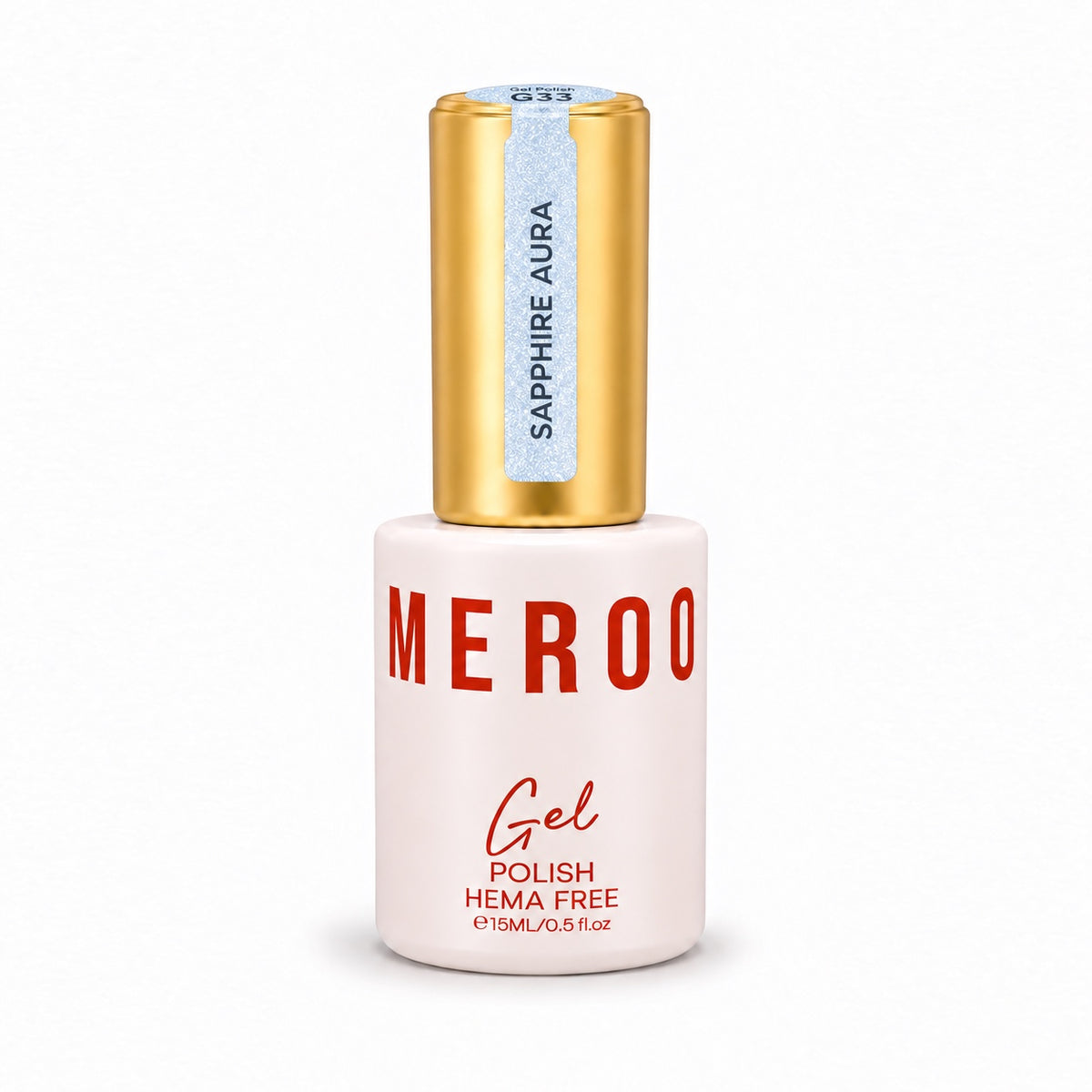 MEROO Sapphire Aura G33 Glitter Gel Polish bottle, 15 ml