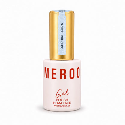 MEROO Sapphire Aura G33 Glitter Gel Polish bottle, 15 ml