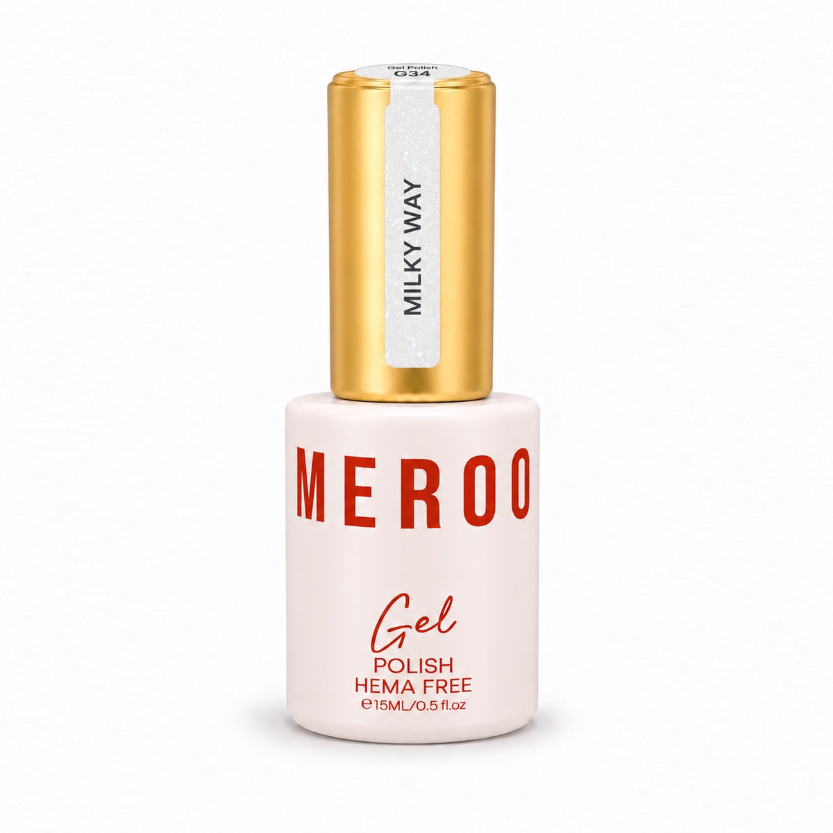 MEROO Milky Way G34 Glitter Gel Polish bottle, 15 ml