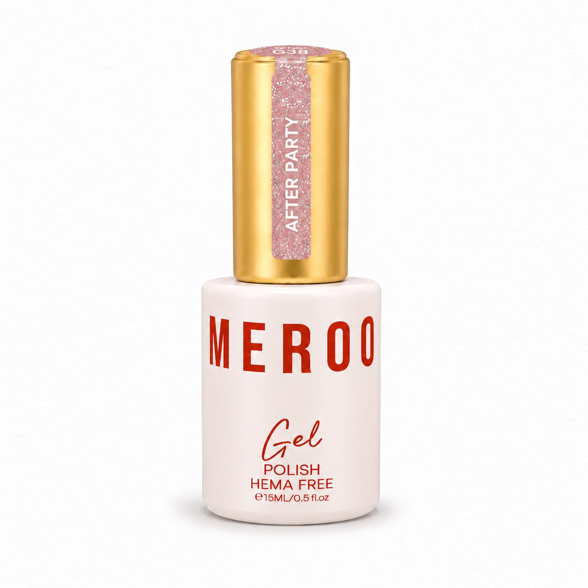 MEROO After Party G38 Glitter Gel Polish bottle, 15 ml