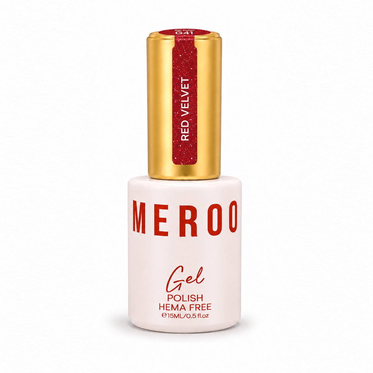MEROO Red Velvet G41 Glitter Gel Polish bottle, 15 ml
