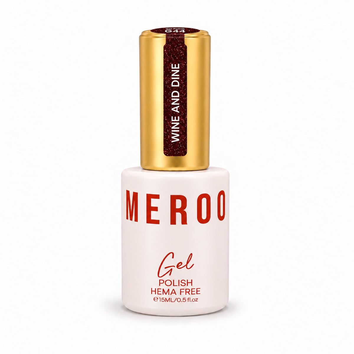 MEROO Wine And Dine G44 Glitter Gel Polish bottle, 15 ml