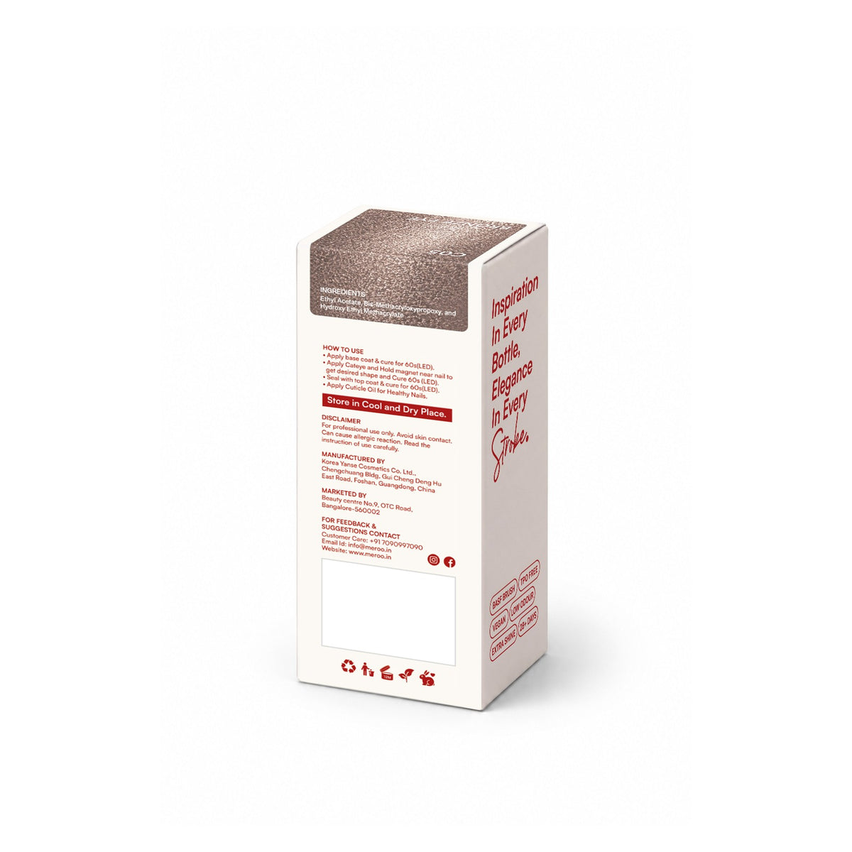 MEROO Bronze Eye C05 packaging back and label instructions