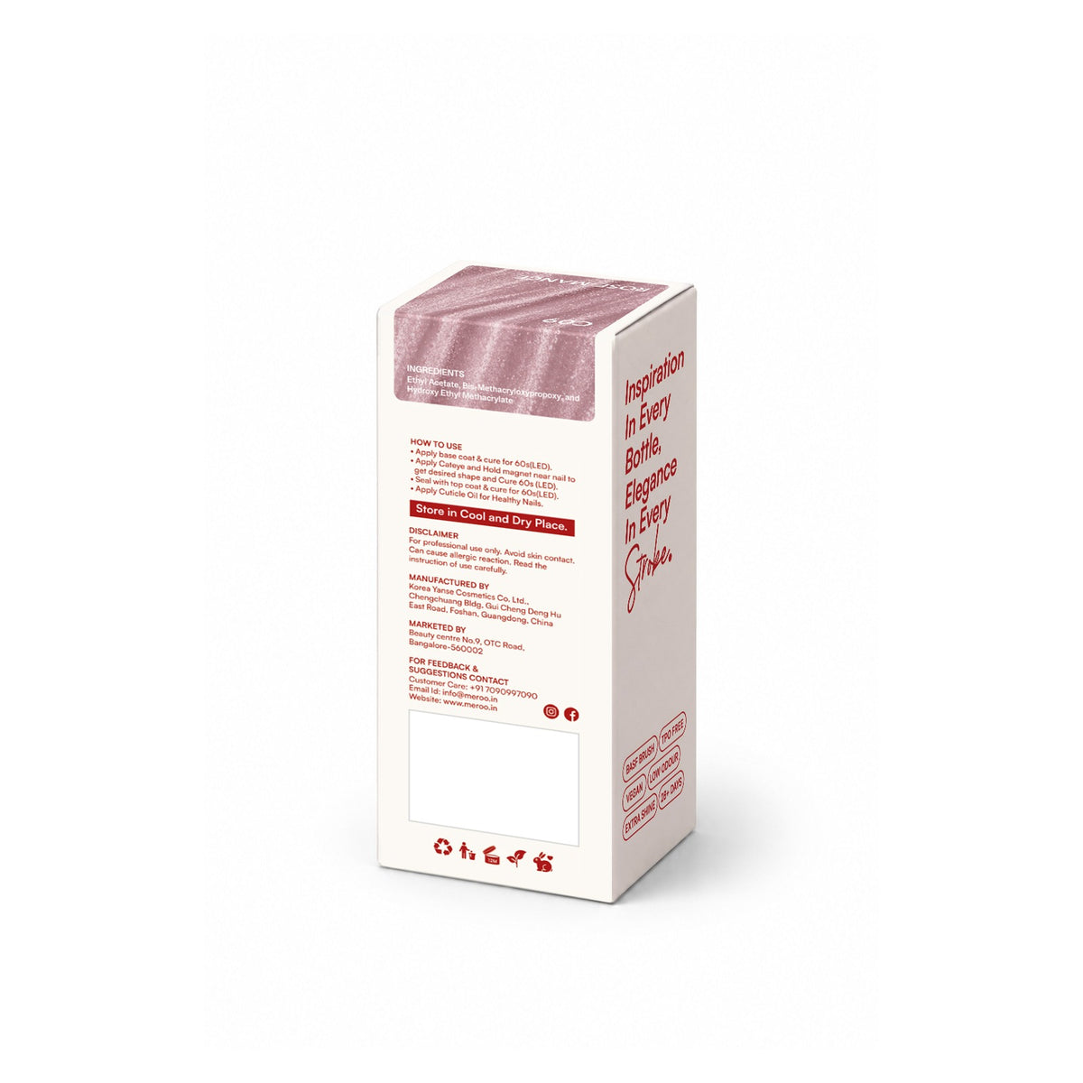 MEROO Rose-Mance C09 packaging back and label instructions