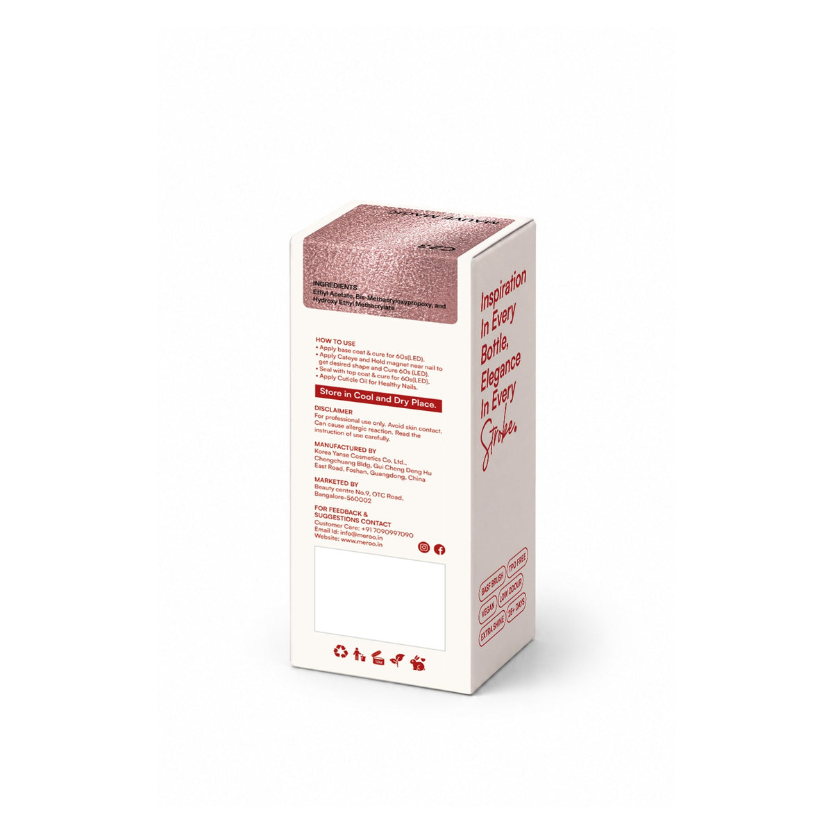 MEROO Mauve Magic C23 packaging back and label instructions