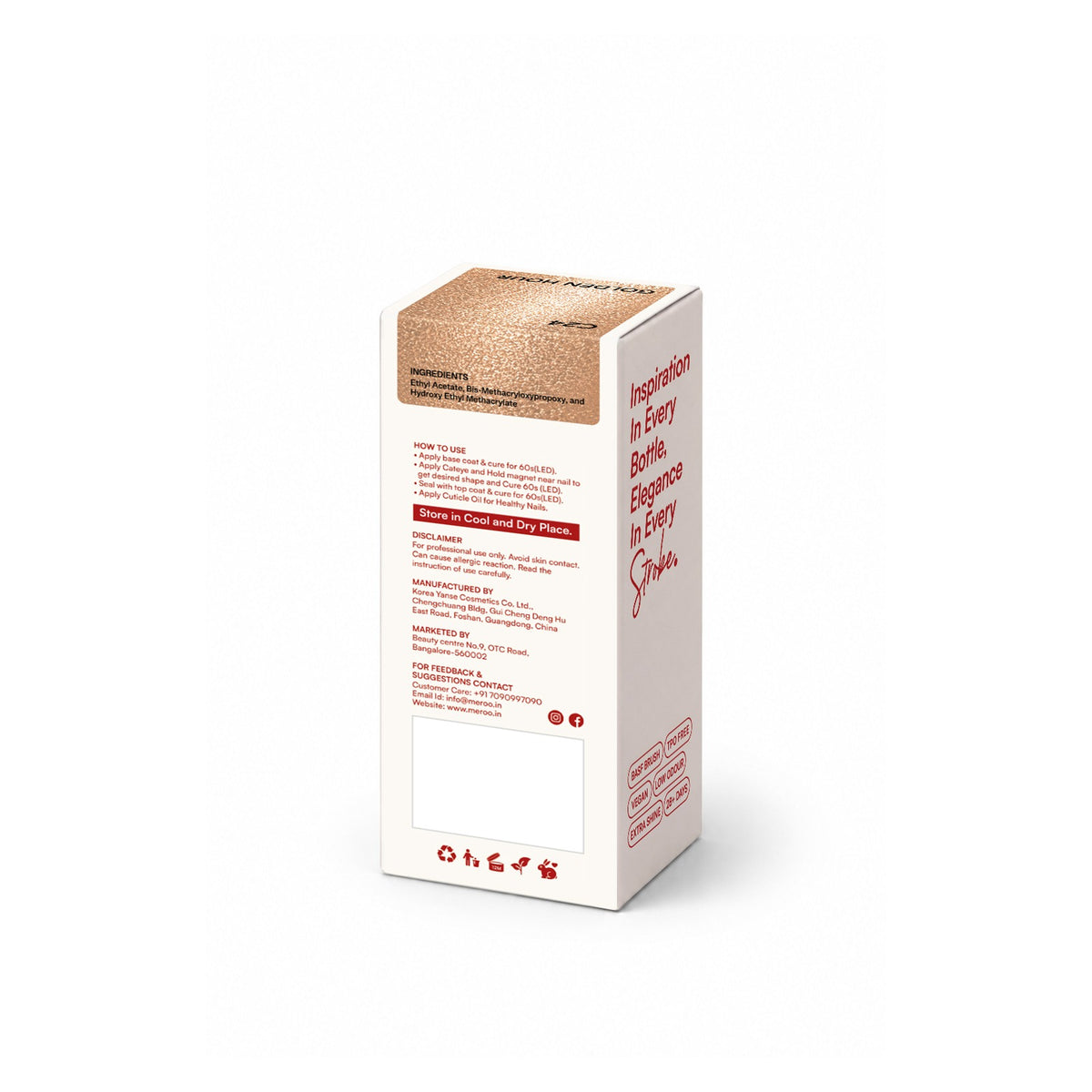 MEROO Golden Hour C24 packaging back and label instructions