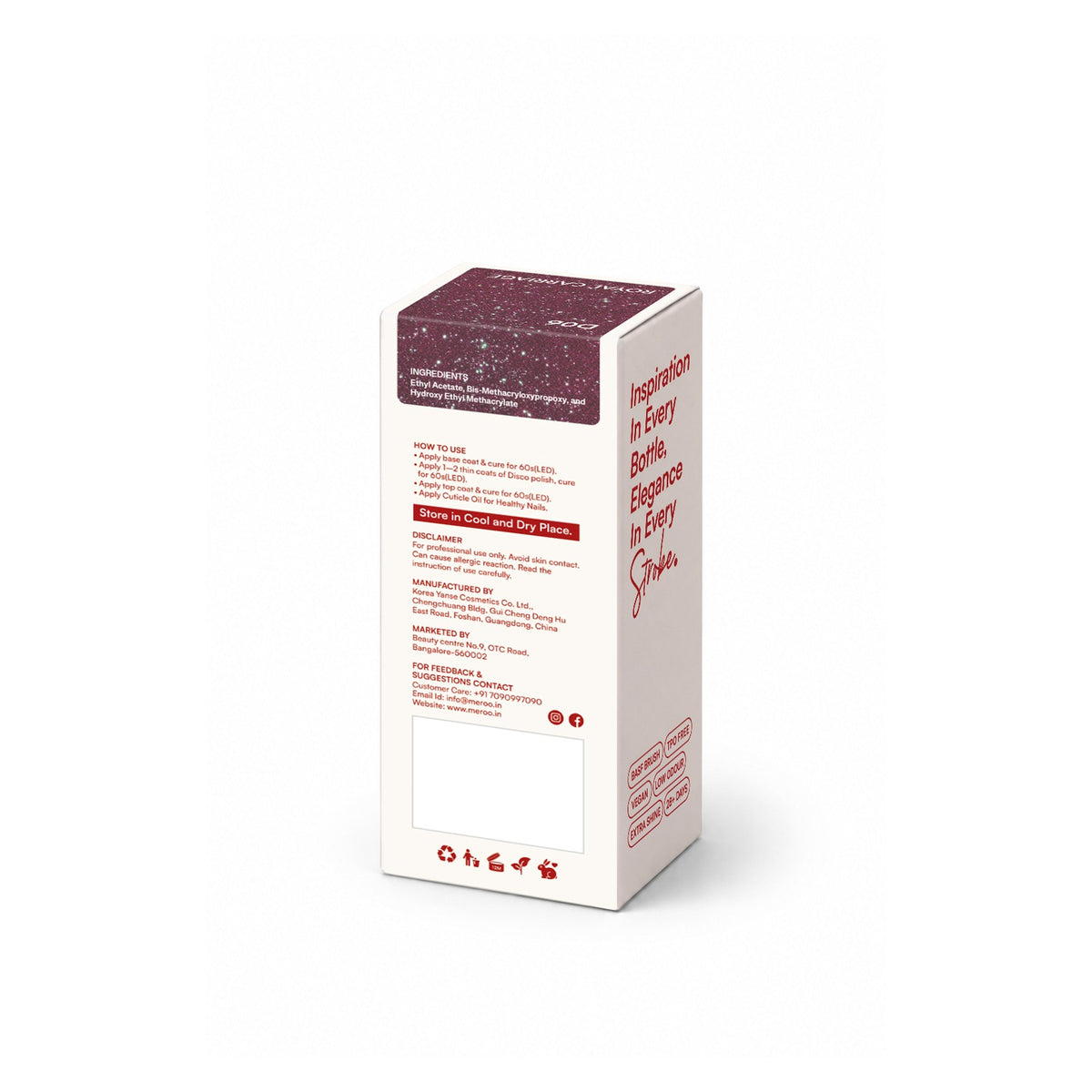 MEROO Royal Carriage D06 packaging back and label instructions