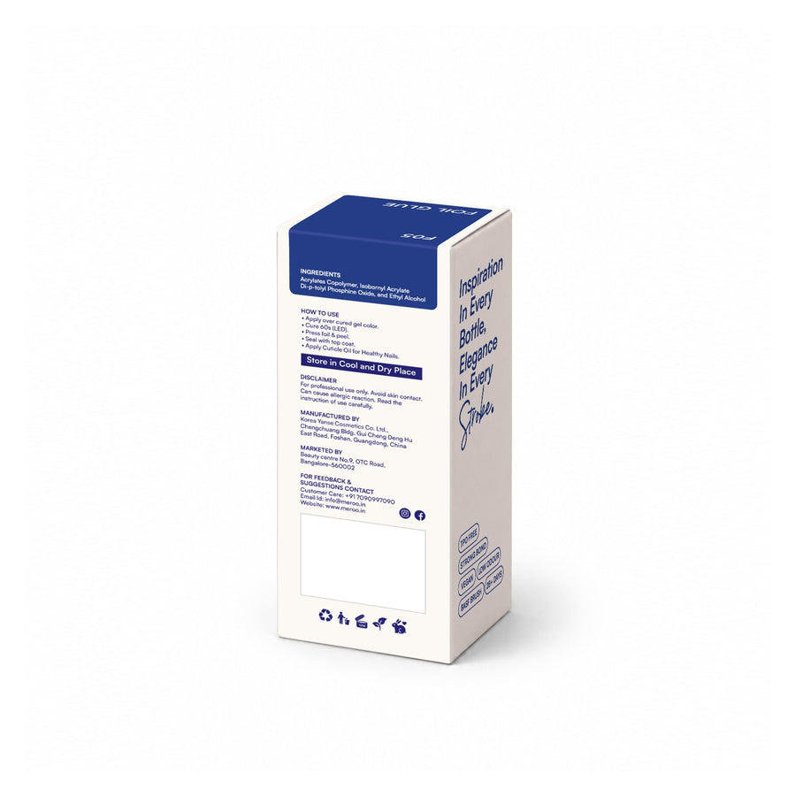MEROO Foil Glue F05 packaging back and label instructions