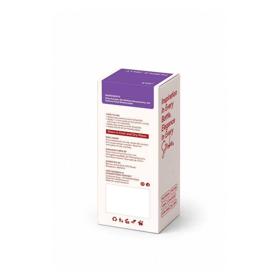 MEROO Purple Jelly J03 packaging back and label instructions