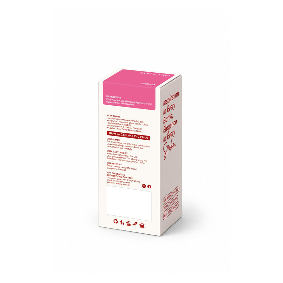 MEROO Pink A Boo N02 packaging back and label instructions
