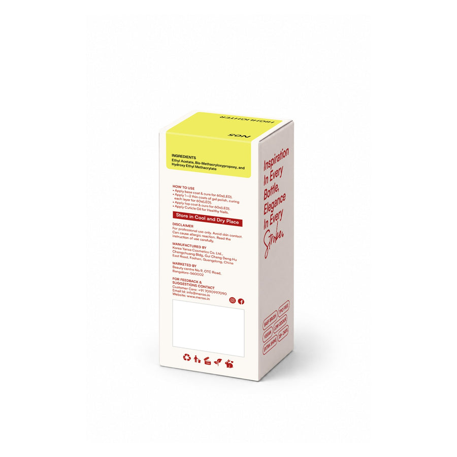 MEROO Highlighter N05 packaging back and label instructions