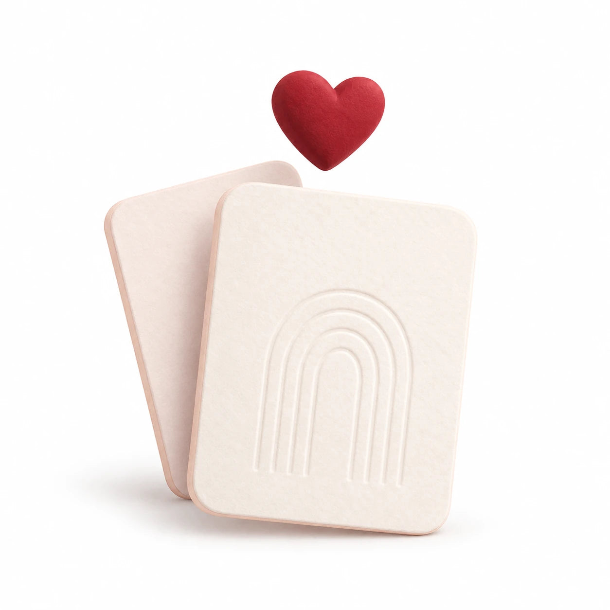 A heart and saved shade cards